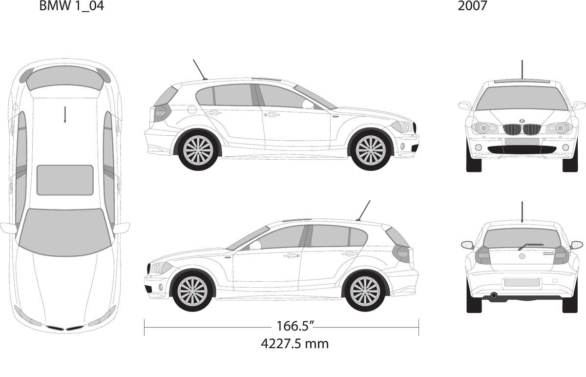 2007 BMW 1 vector wrap template, Design-Ready PDF - GravBase