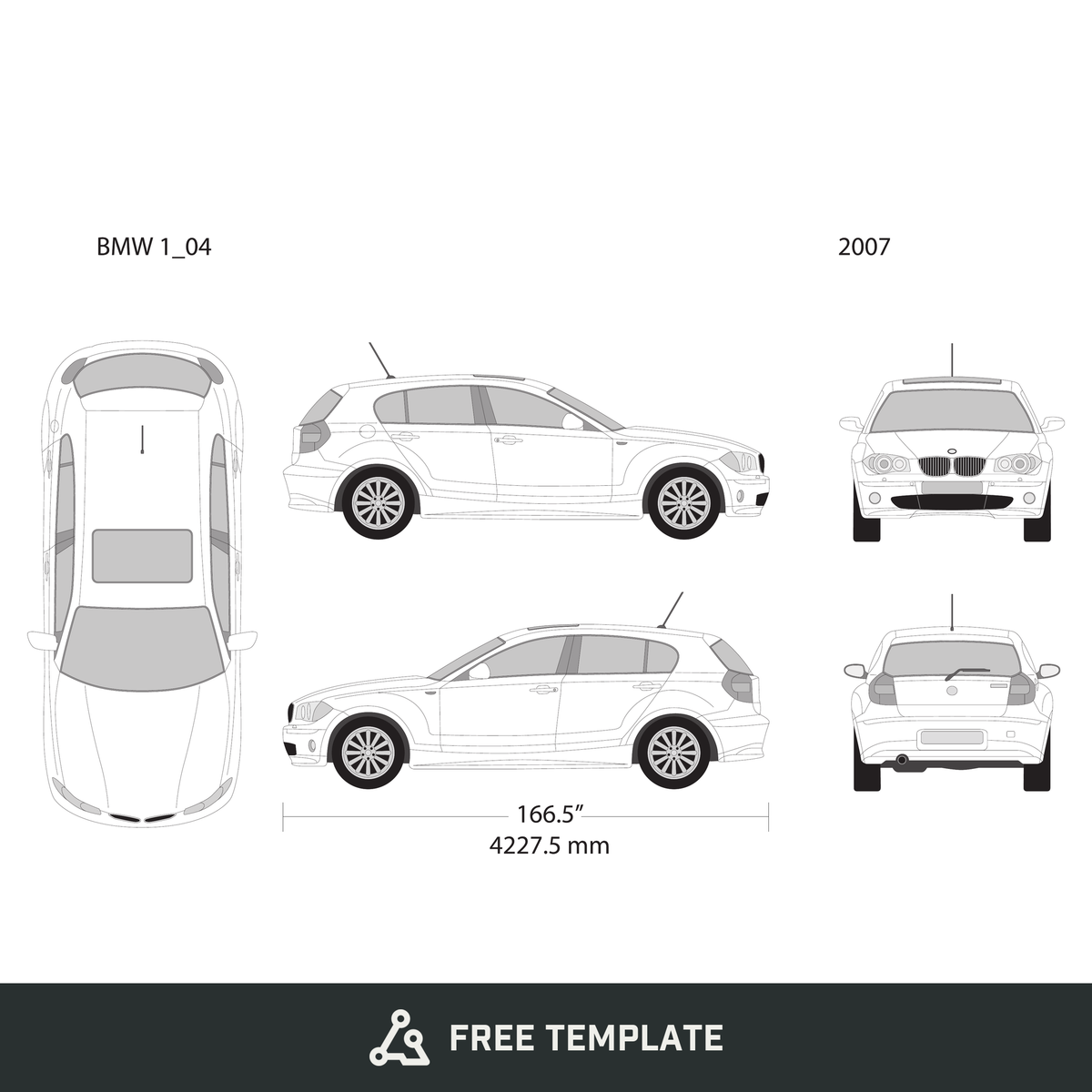 2007 BMW 1 free vector vehicle wrap template - GravBase
