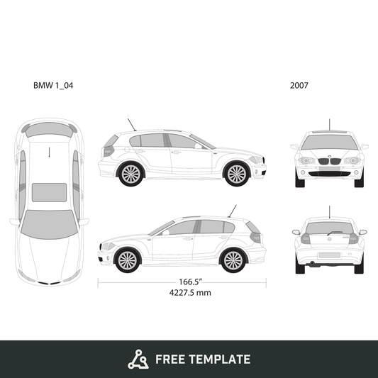 2007 BMW 1 free vector vehicle wrap template - GravBase