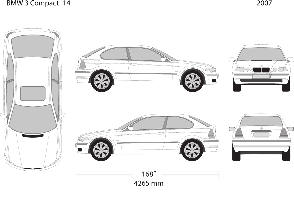 2007 BMW 3 vector wrap template V14, Design-Ready PDF - GravBase