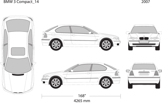 2007 BMW 3 vector wrap template V14, Design-Ready PDF - GravBase
