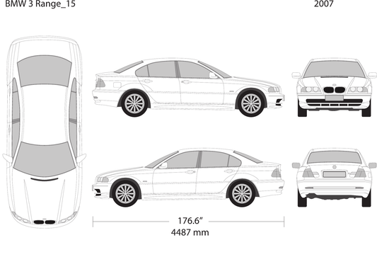 2007 BMW 3 vector wrap template V15, Design-Ready PDF - GravBase