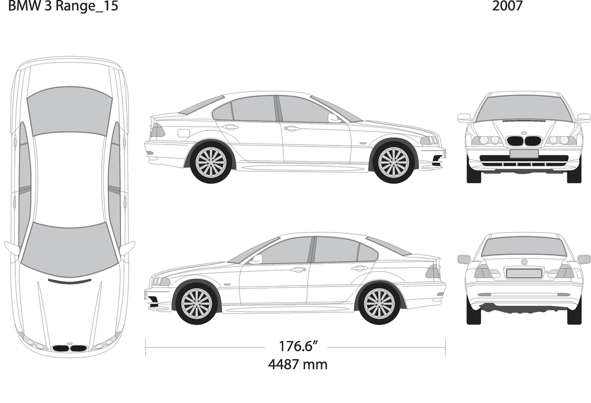 2007 Bmw 3 V15 Vehicle Wrap Template
