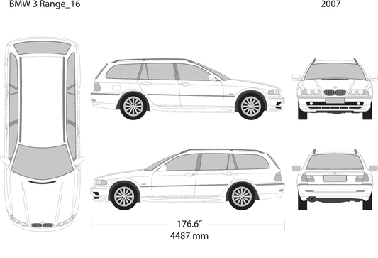 2007 BMW 3 vector wrap template V16, Design-Ready PDF - GravBase