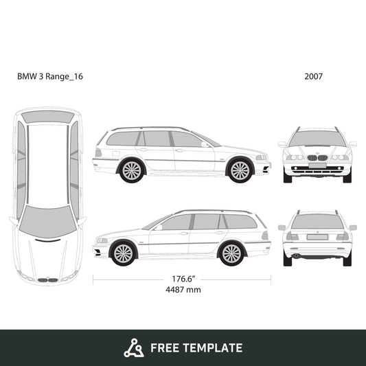 2007 BMW 3 free vector vehicle wrap template - GravBase