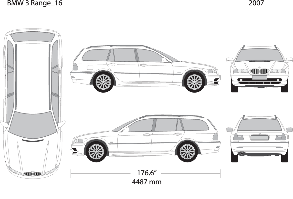 2007 Bmw 3 V16 Vehicle Wrap Template