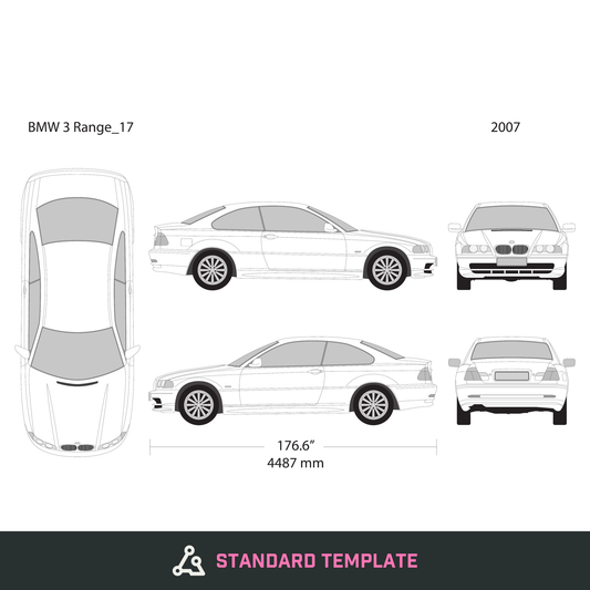 2007 BMW 3 vector wrap template V17, Design-Ready PDF - GravBase