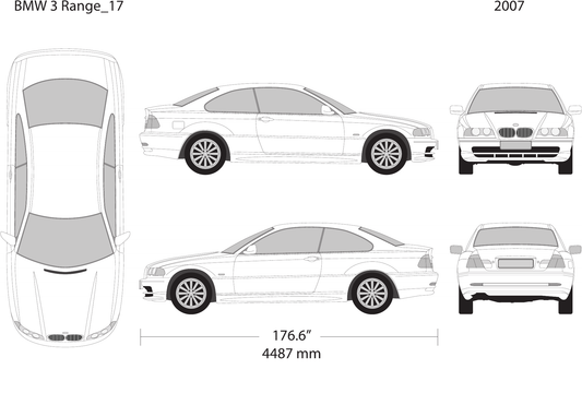 2007 BMW 3 vector wrap template V17, Design-Ready PDF - GravBase