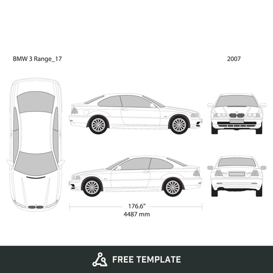 2007 BMW 3 free vector vehicle wrap template - GravBase