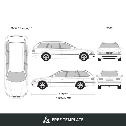 2007 BMW 5 free vector vehicle wrap template - GravBase