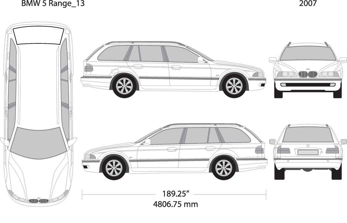 2007 Bmw 5 V13 Vehicle Wrap Template