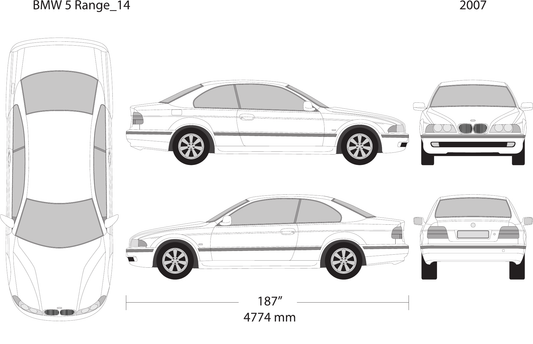 2007 BMW 5 vector wrap template V14, Design-Ready PDF - GravBase