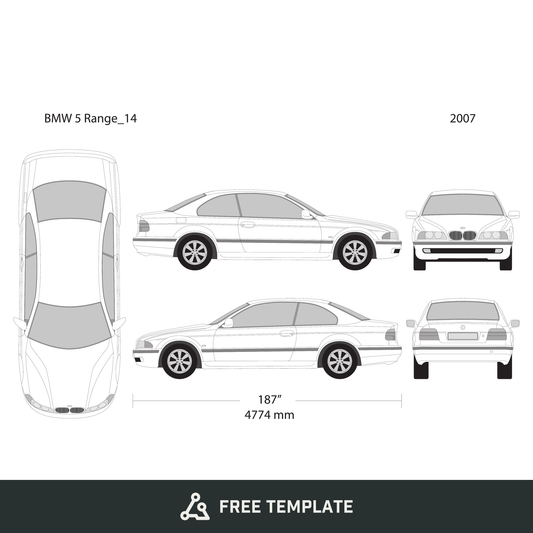 2007 BMW 5 free vector vehicle wrap template - GravBase