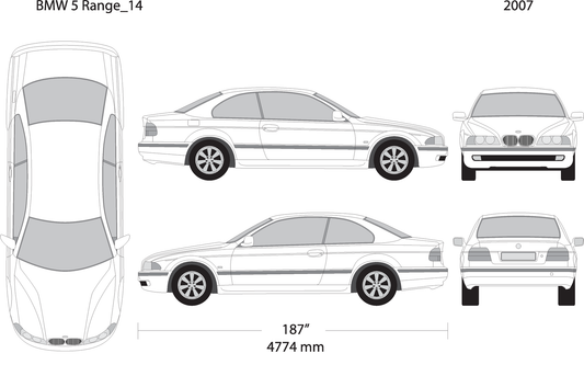 2007 Bmw 5 V14 Vehicle Wrap Template