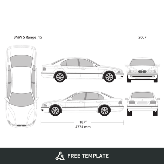 2007 BMW 5 free vector vehicle wrap template - GravBase