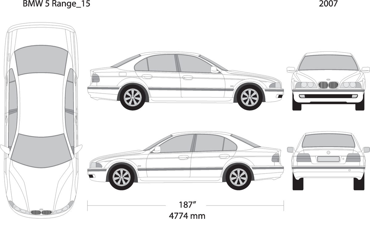 2007 Bmw 5 V15 Vehicle Wrap Template