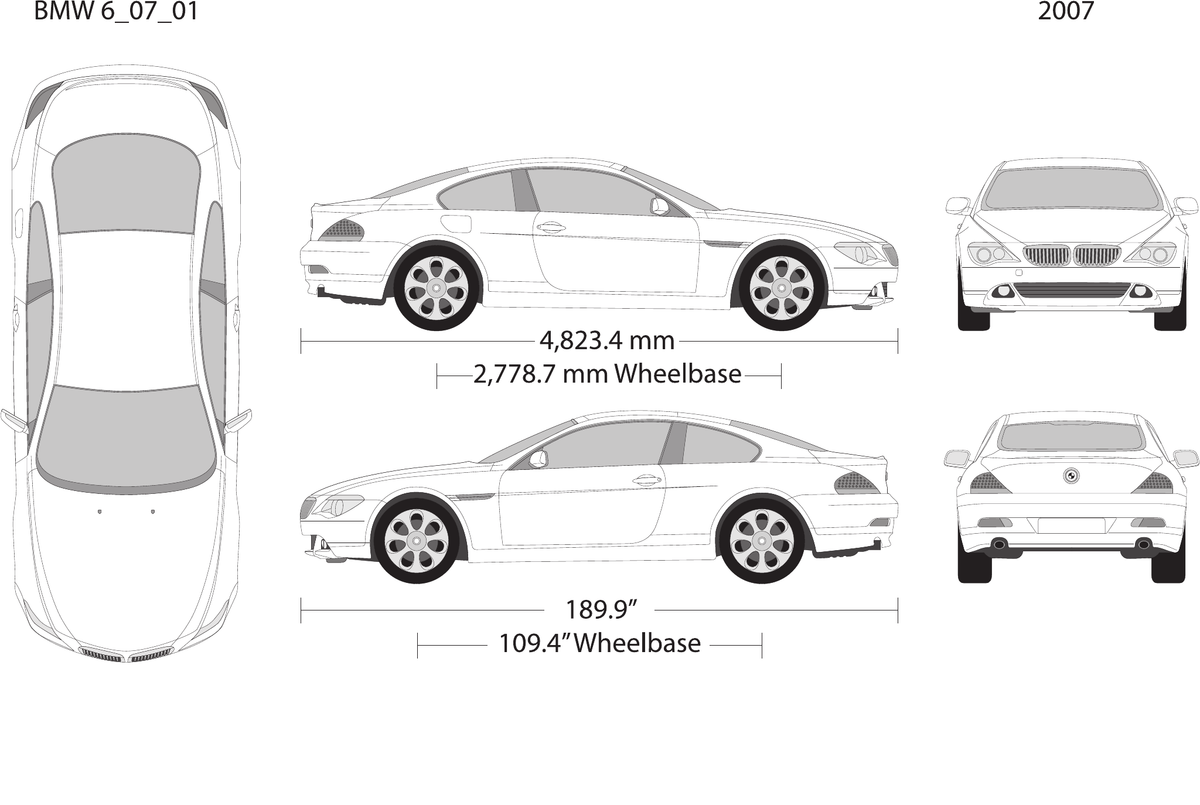 2007 BMW 6 Coupe vector wrap template, Design-Ready PDF - GravBase