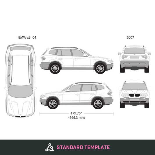 2007 BMW X3 vector wrap template, Design-Ready PDF - GravBase