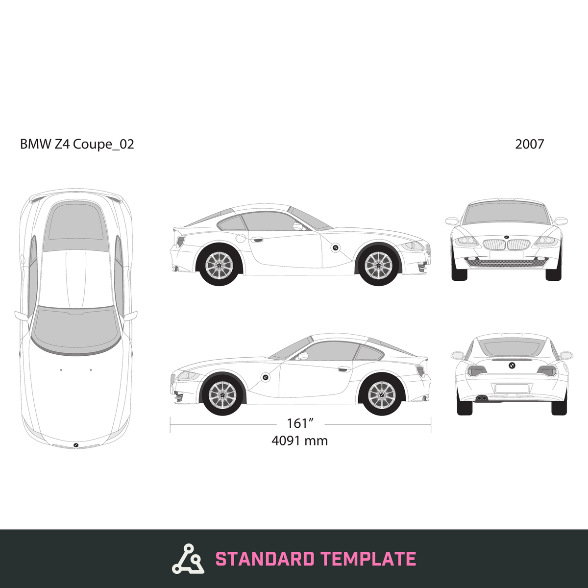 2007 BMW Z4 vector wrap template V02, Design-Ready PDF - GravBase