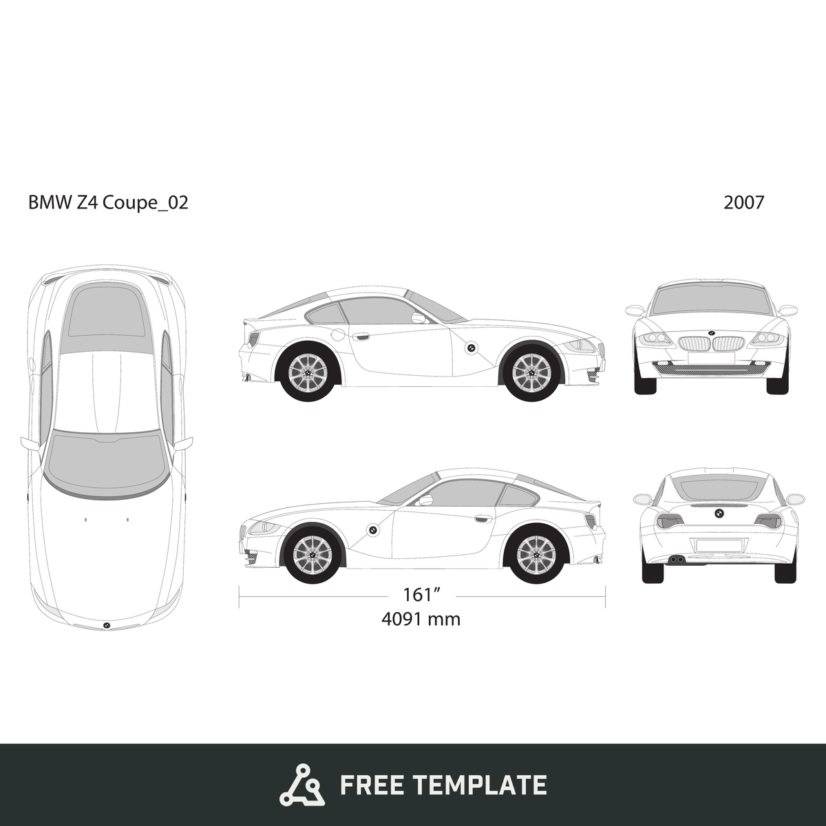 2007 BMW Z4 free vector vehicle wrap template - GravBase