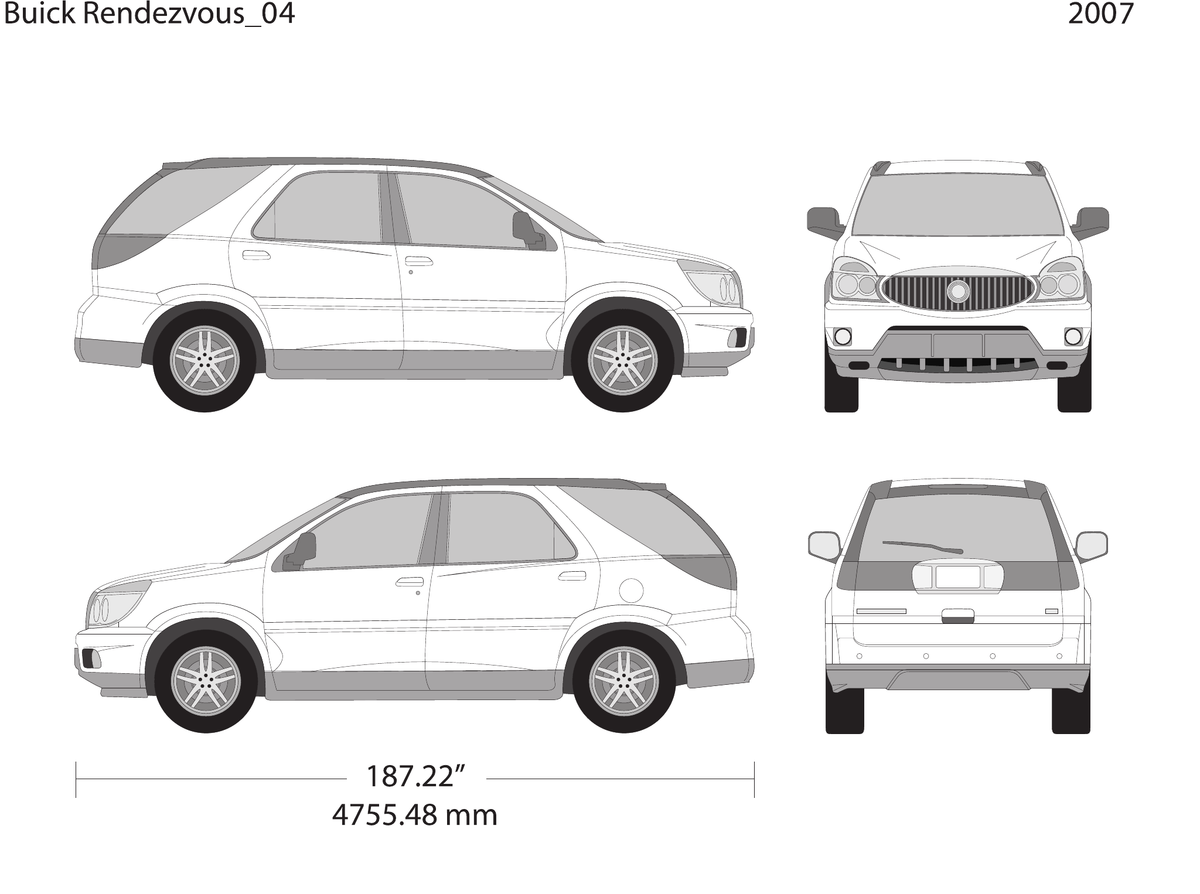 2007 Buick Rendezvous Vector Wrap Template - GravBase