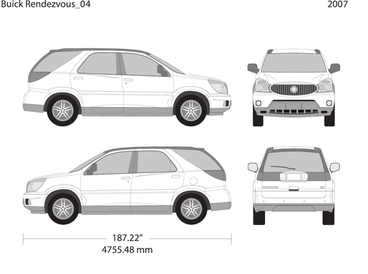 2007 Buick Rendezvous vector wrap template, Design-Ready PDF - GravBase
