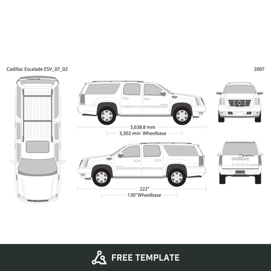 2007 Cadillac Escalade free vector vehicle wrap template - GravBase