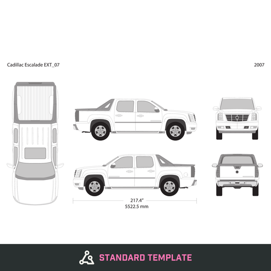 2007 Cadillac Pick Ups Escalade EXT vector wrap template, Design-Ready PDF - GravBase