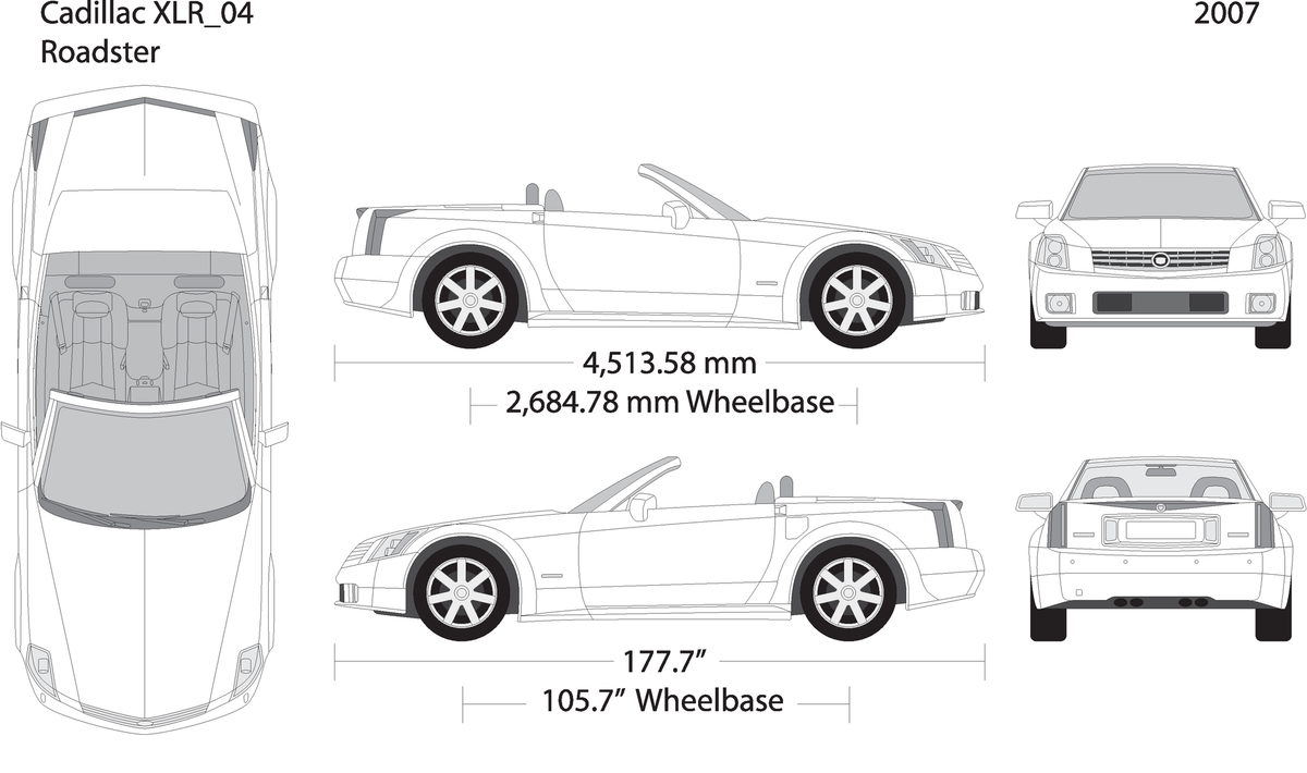 2007 Cadillac Xlr Roadster V04 Vehicle Wrap Template