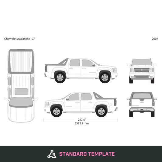 2007 Chevy Avalanche vector wrap template, Design-Ready PDF - GravBase
