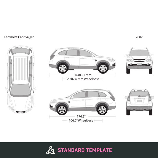 2007 Chevy Captiva vector wrap template, Design-Ready PDF - GravBase