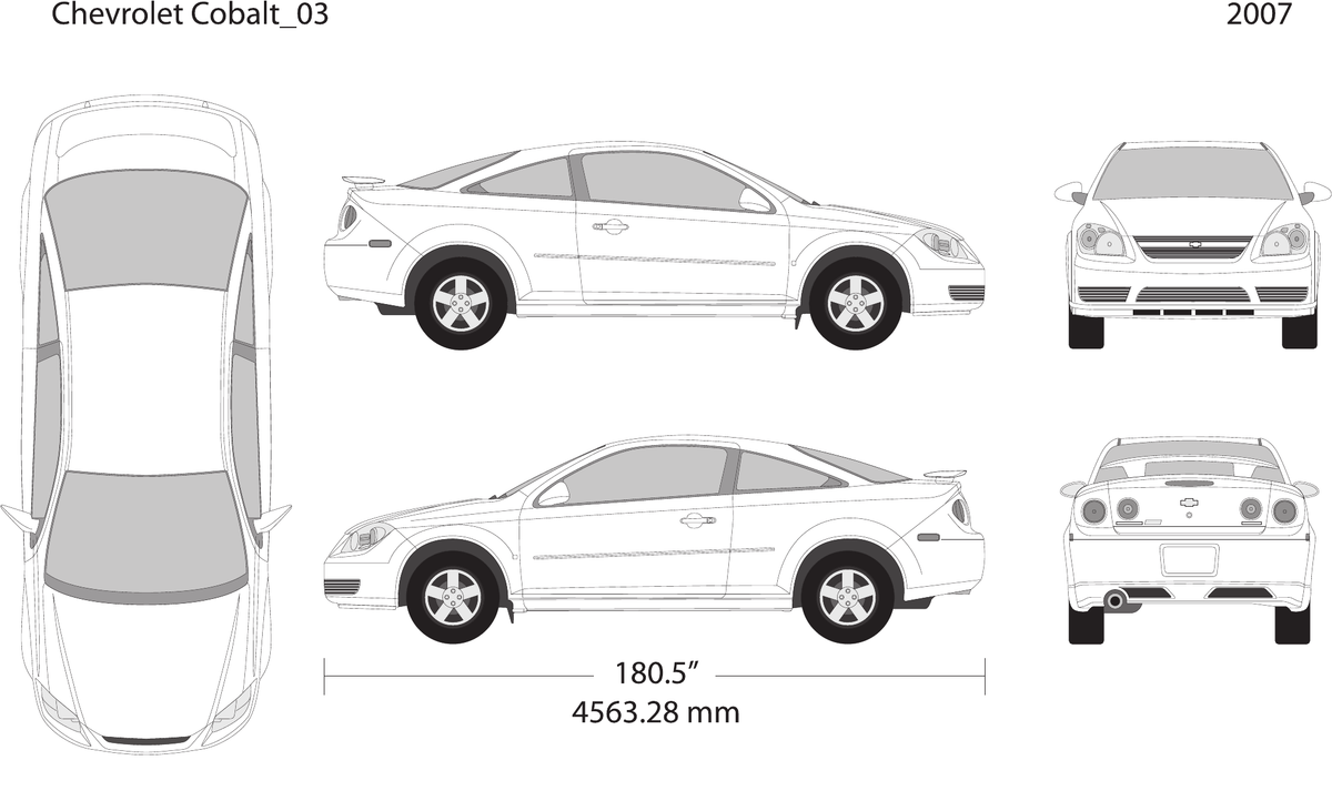 2007 Chevy Cobalt vector wrap template V02, Design-Ready PDF - GravBase
