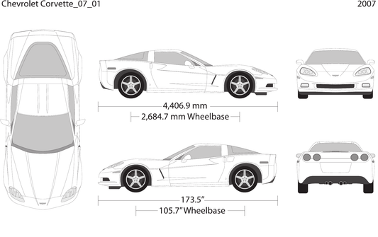 2007 Chevy Corvette Vector Wrap Template - GravBase