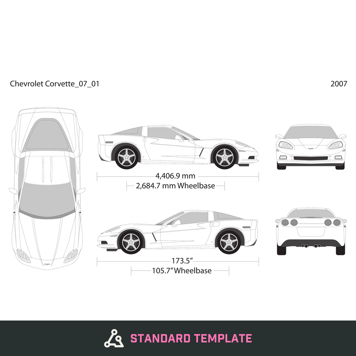 2007 Chevy Corvette vector wrap template, Design-Ready PDF - GravBase