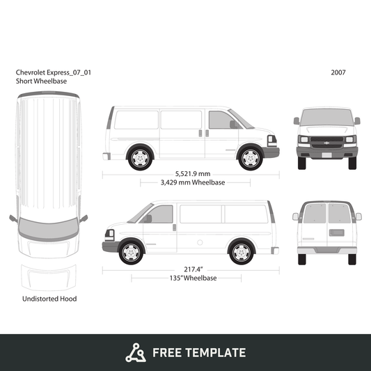 2007 Chevy Express free vector vehicle wrap template - GravBase