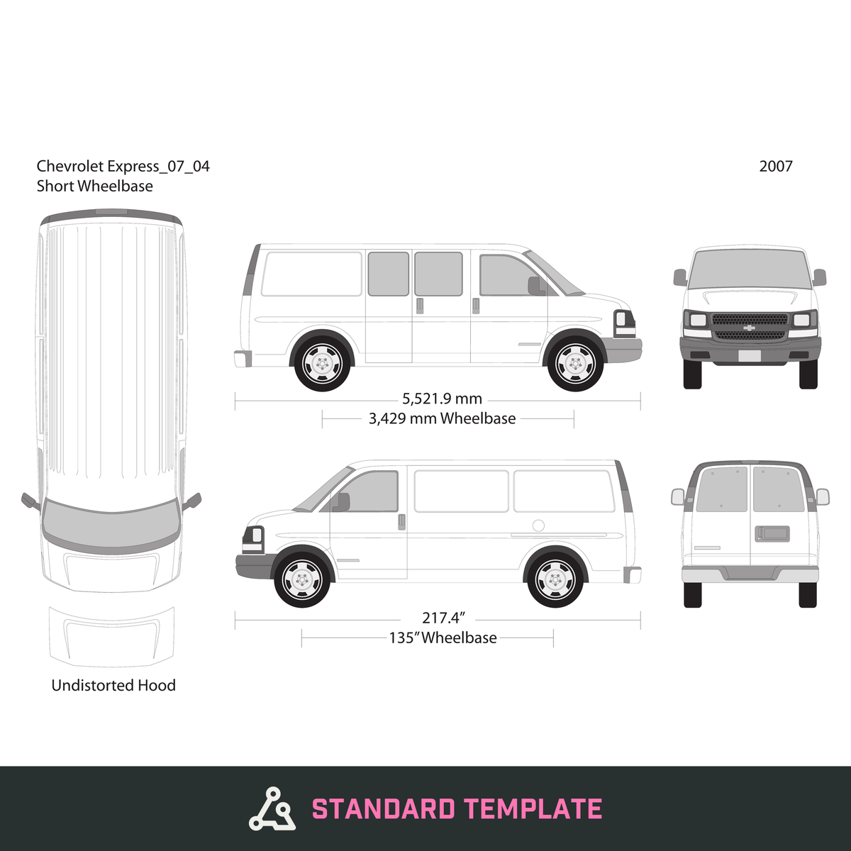 2007 Chevy Express vector wrap template V04, Design-Ready PDF - GravBase