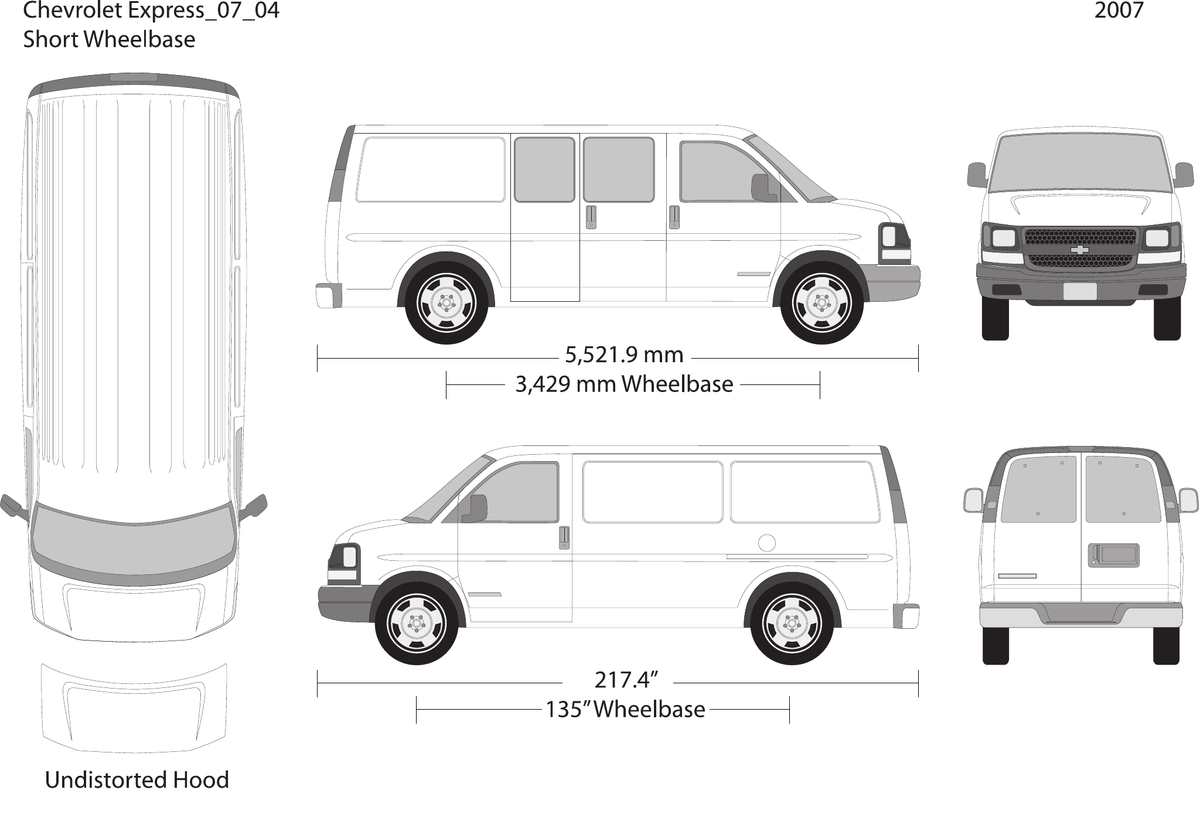 2007 Chevy Express vector wrap template V04, Design-Ready PDF - GravBase