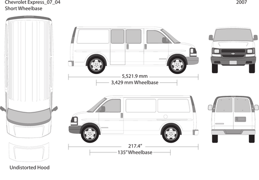 2007 Chevy Express vector wrap template V04, Design-Ready PDF - GravBase