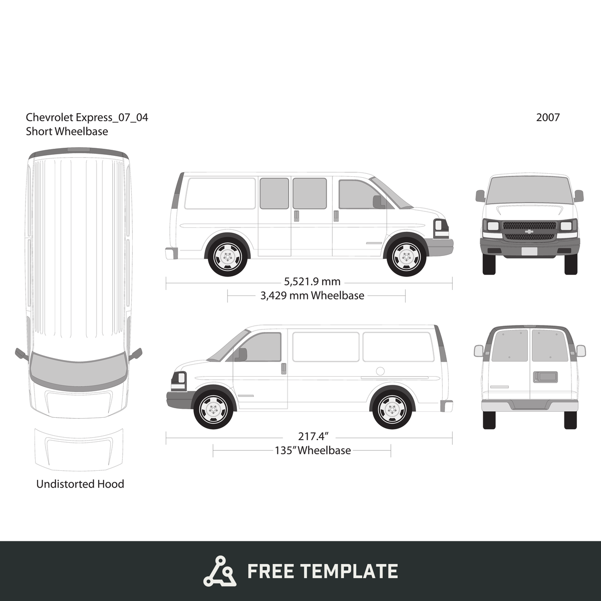 2007 Chevy Express free vector vehicle wrap template - GravBase