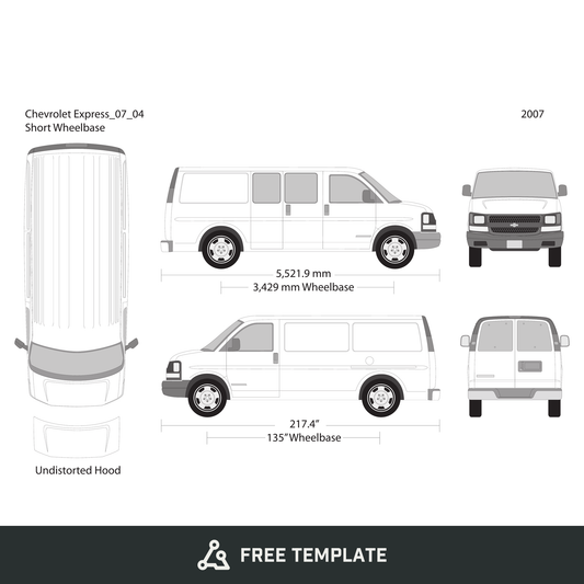 2007 Chevy Express free vector vehicle wrap template - GravBase