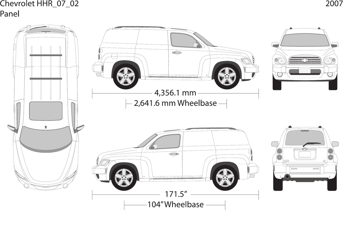 2007 Chevy HHR vector wrap template V02, Design-Ready PDF - GravBase