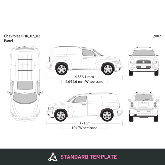 2007 Chevy HHR vector wrap template V02, Design-Ready PDF - GravBase
