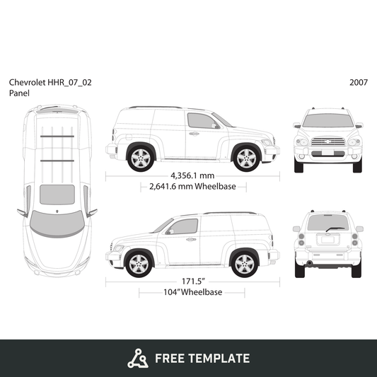 2007 Chevy HHR free vector vehicle wrap template - GravBase