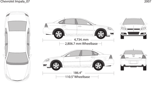 2007 Chevy Impala vector wrap template, Design-Ready PDF - GravBase