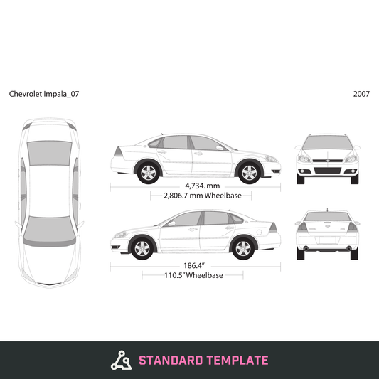 2007 Chevy Impala vector wrap template, Design-Ready PDF - GravBase