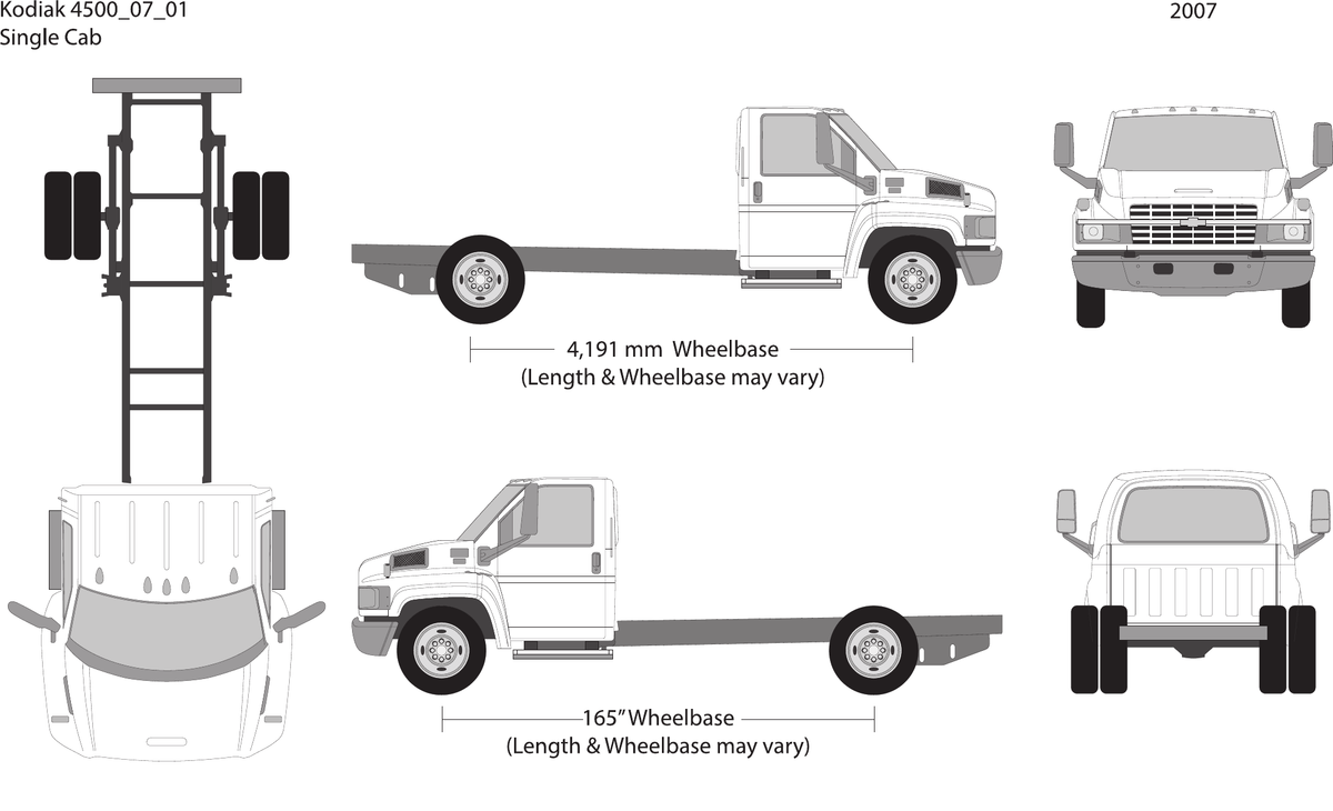 2007 Chevy Kodiak 4500 vector wrap template V01, Design-Ready PDF - GravBase
