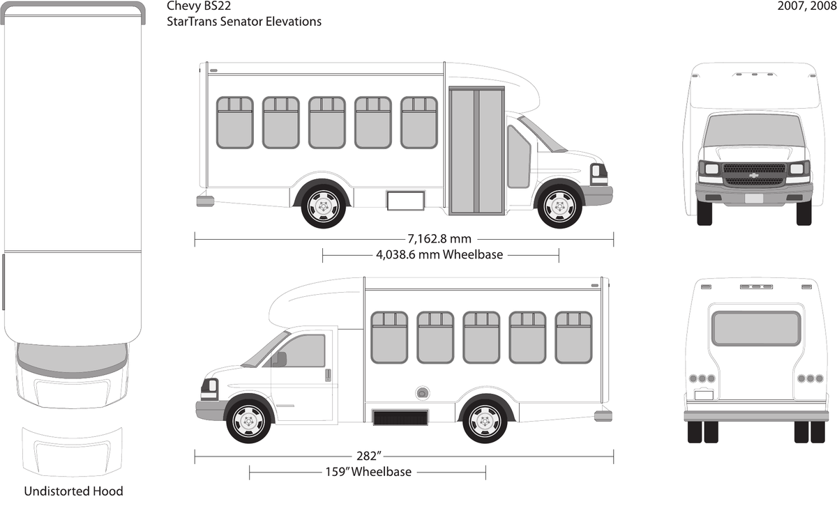 2007 Chevy Shuttle Bus vector wrap template, Design-Ready PDF - GravBase