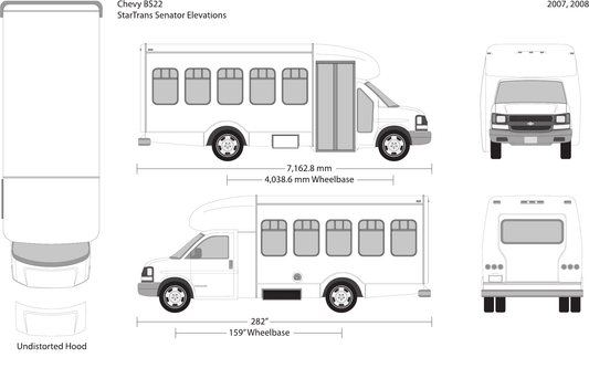 2007 Chevy Shuttle Bus vector wrap template, Design-Ready PDF - GravBase