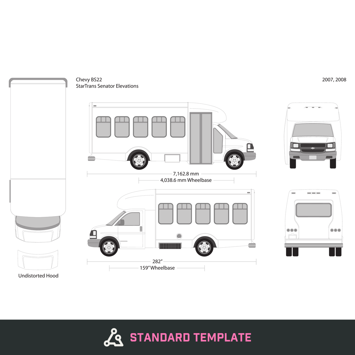 2007 Chevy Shuttle Bus vector wrap template, Design-Ready PDF - GravBase