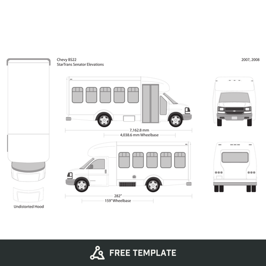 2007 Chevy Shuttle Bus free vector vehicle wrap template - GravBase